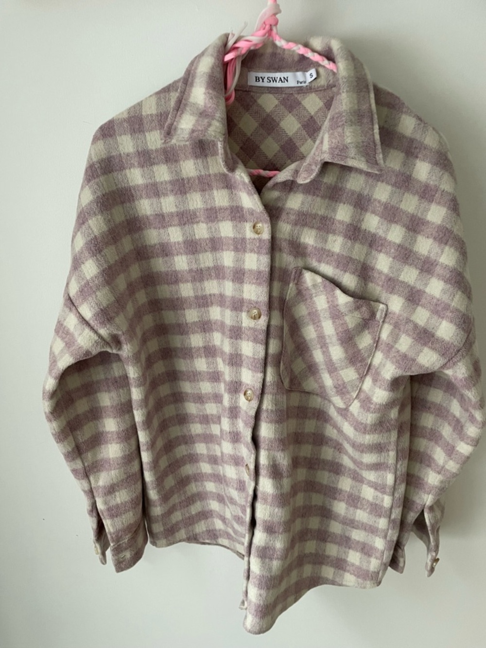 Cream & Lavender Plaid Blazer Jacket